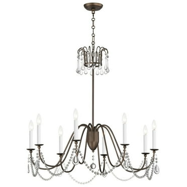 12168CHB/CRY-Maxim Lighting-Plumette - 8 Light Chandelier In Traditional Style-30 Inches Tall and 36 Inches Wide-Chestnut Bronze Finish