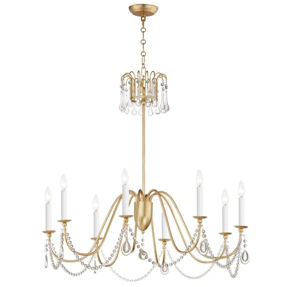 12168GL/CRY Maxim Lighting Plumette - 8 Light Chandelier In Traditional Style-30 Inches Tall and 36 Inches Wide-Gold Leaf Finish -Traditional