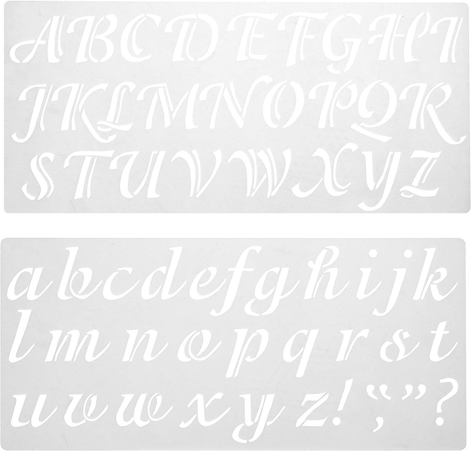 121724 Calligraphy Font Upper and Lower Case Alphabet Stencil, 2-Inch ...