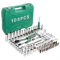 121pcs 1/2" 1/4" 3/8" Socket and Drive Tool Set Mechanics Tools Kit Ratchet Wrench Sockets Set Metric Drive Socket Set, 1/2" 1/4" 3/8" Drive Sizes with Plastic Toolbox