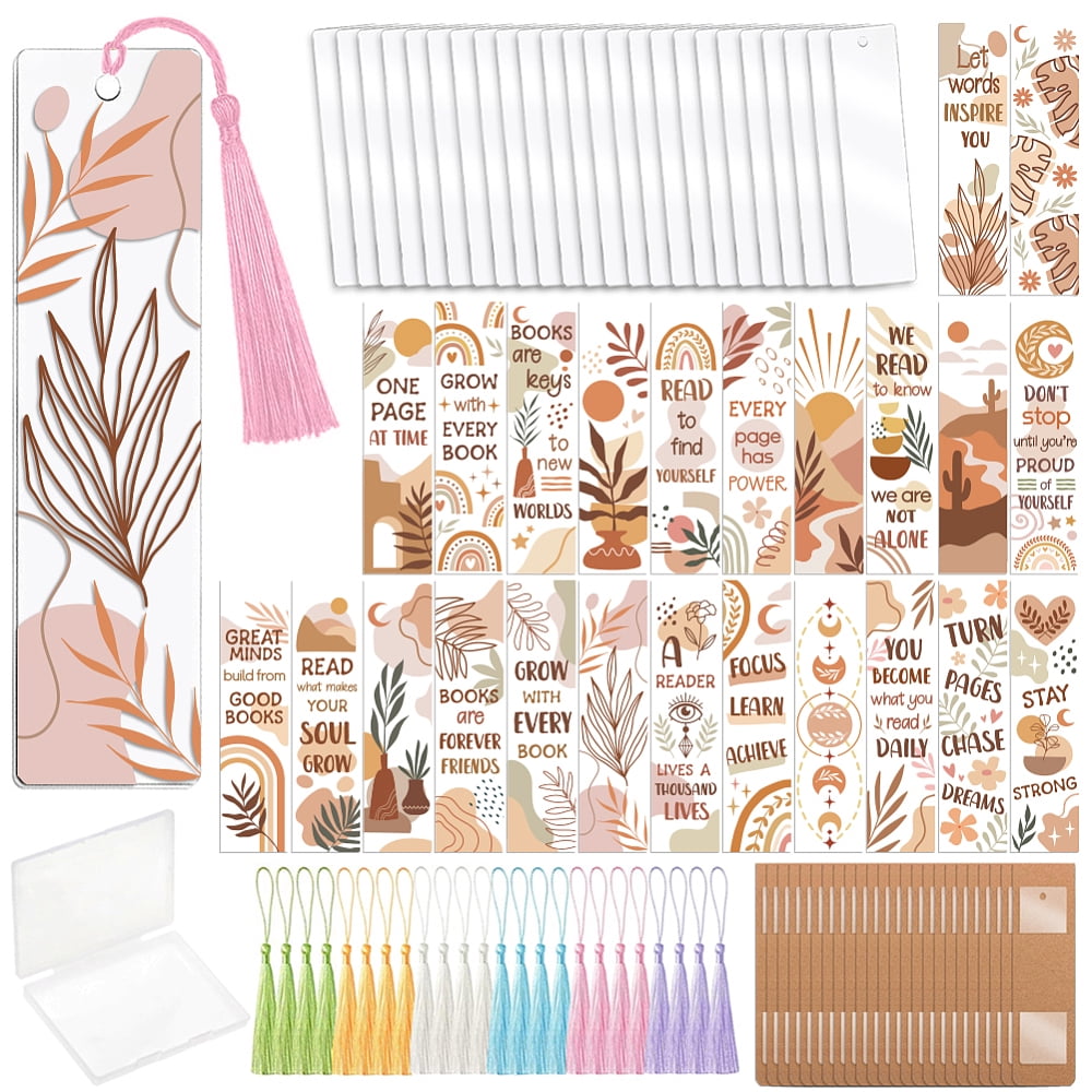 121pcs Books and Flower UV DTF Bookmark Making Kit Acrylic Carft
