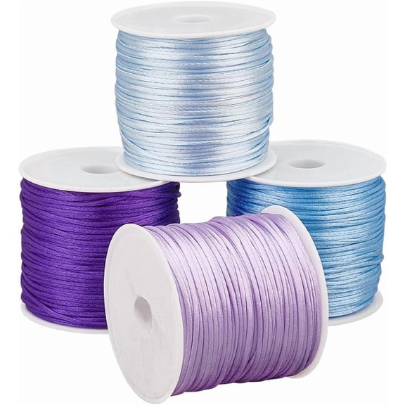 122.4 Yards Nylon String 1mm Rattail Satin Cords Silky Beading String Tail Cord Bracelet String Thread for Braid Hair Jewelry Making Crafting Christmas Tree Ornament 4 Colors Colorful