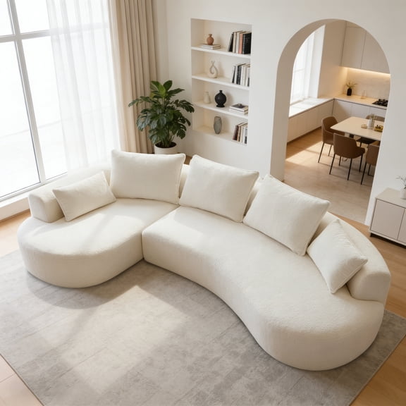122" Curved Modular Sectional Sofa for Living Room,Modern Oversized Cloud Couch,4-Seater Extra Deep Seat Sofa.