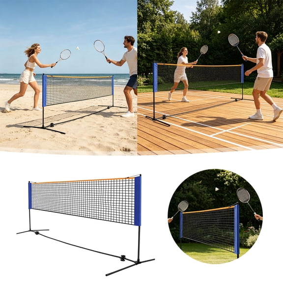 122 Inch / 3.1M Portable MultiSport Adjustable Game Net, PE Recreation Net for Badminton, Volleyball, Soccer Tennis, QuickSetup Net for Backyard, Beach, Garden, Outdoor Play (Poles Not Included)