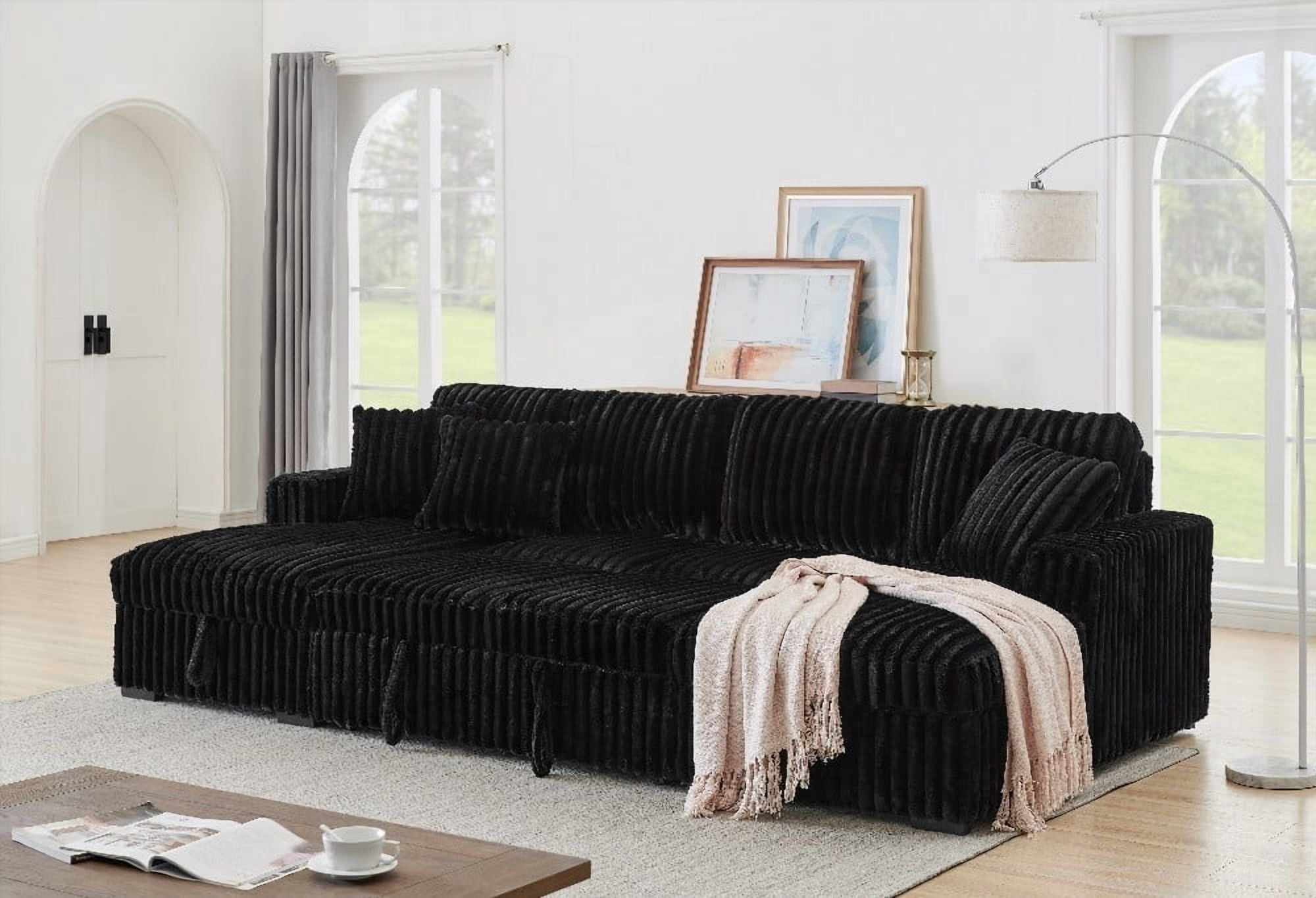 122 Inch Overisze U Shaped Sleeper Sofa - 2 in 1 Pull Out Bed & Double ...