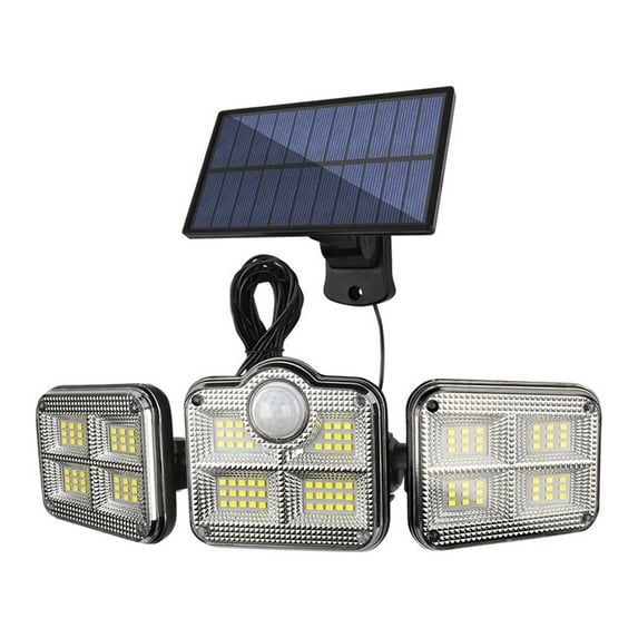 122 LED Solar Light With Remote Flood Light 3 Head Solar Spotlight Wall Lamp Outdoor Waterproof Super Bright Motion Sensor Light ,Power Saving