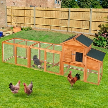 122＂Outdoor Poultry Cage, Large Wooden Chicken Coop,Outdoor Hen House with Nest Box ,Weatherproof Coops for 2-4 Chickens