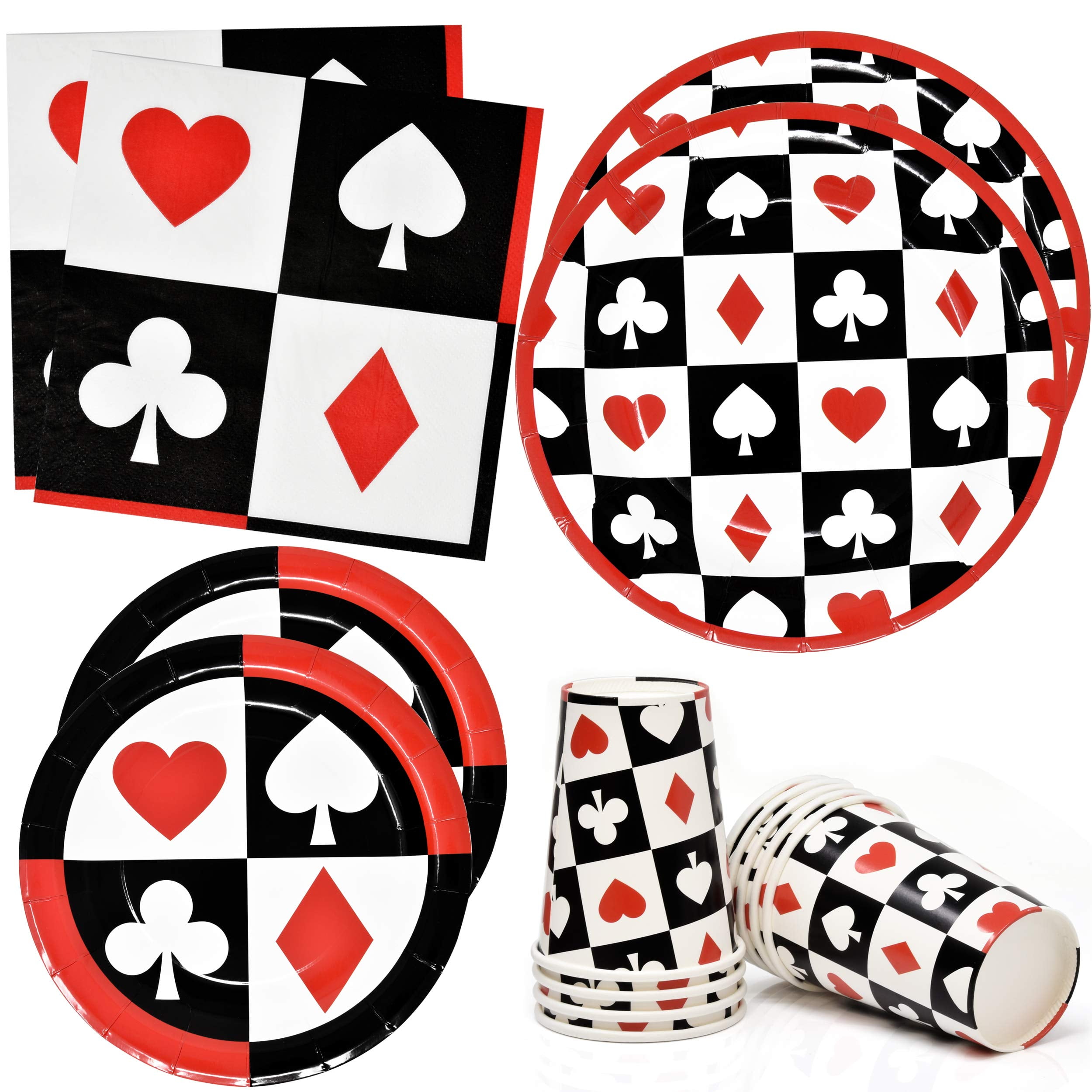 122 Pcs Casino Party OIF8 Supplies Set Paper Plate Cup Napkin for Poker