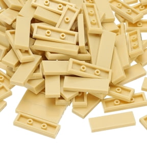 Uxcell 122Pcs Flat Blocks Bulk, 1x3 Square Apricot Yellow Classic Tiles Smooth Surface Mini Building Blocks Accessories Compatible Bricks Kits for Building Floor Walls Mosaic Pixel Arts
