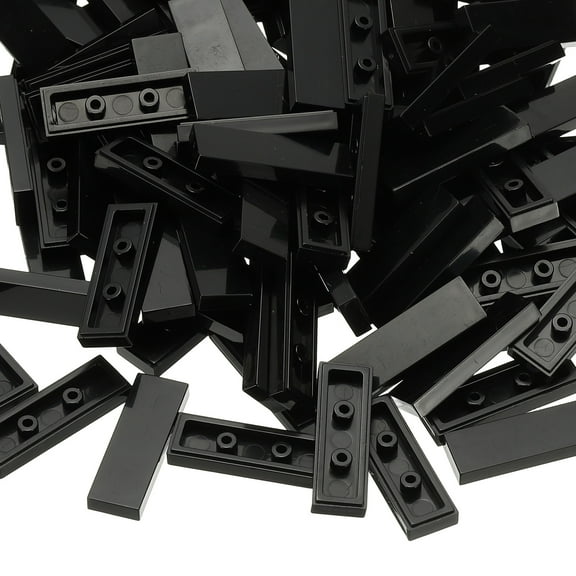 Uxcell 122Pcs Flat Blocks Bulk, 1x3 Square Black Classic Tiles Smooth Surface Mini Building Blocks Accessories Compatible Bricks Kits for Building Floor Walls Mosaic Pixel Arts
