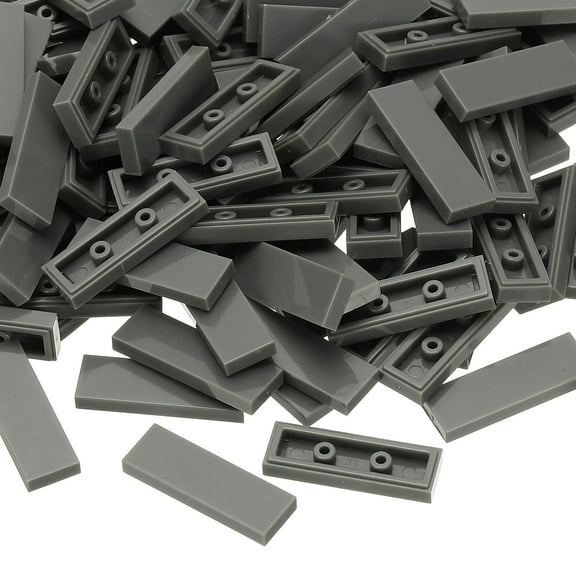 Uxcell 122Pcs Flat Blocks Bulk, 1x3 Square Dark Gray Classic Tiles Smooth Surface Mini Building Blocks Accessories Compatible Bricks Kits for Building Floor Walls Mosaic Pixel Arts