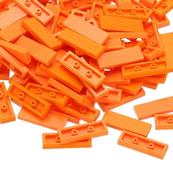 Uxcell 122Pcs Flat Blocks Bulk, 1x3 Square Orange Yellow Classic Tiles Smooth Surface Mini Building Blocks Accessories Compatible Bricks Kits for Building Floor Walls Mosaic Pixel Arts