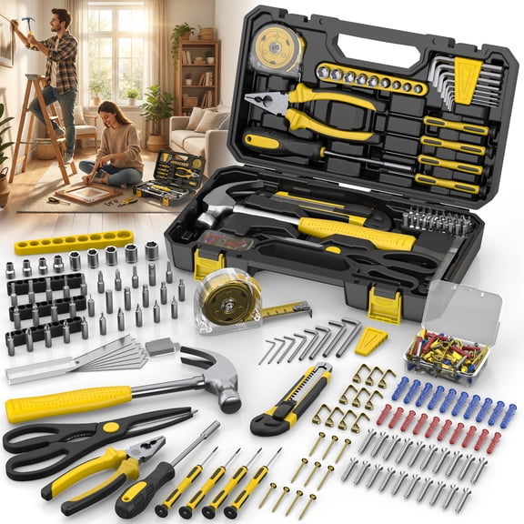 122-Piece Home Tool Kit  Heavy-Duty Hand Tool Set with Storage Case  for DIY, Repair, Furniture Assembly & Home Maintenance