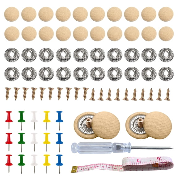 122 Pieces Car Roof Headliner Repair Button Kit, Auto Ceiling Fabric Fixing Pins Buckles with Tool & Thumbtacks, Auto Repair Rivets Retainer Buttons for Sagging Vehicle Interior (Beige)