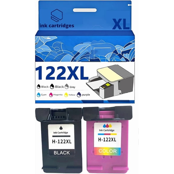 122 XL 122XL Ink Cartridges Compatible for HP 3050 3050A 2050 3000 1510 1010 1050 2000 Inkjet Printers, Leak-Proof Design Crisp Printing