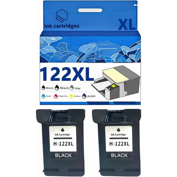 122 XL 122XL Ink Cartridges Compatible for HP 3050 3050A 2050 3000 1510 1010 1050 2000 Inkjet Printers, Leak-Proof Design Crisp Printing