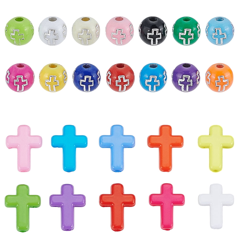 1220 Pcs Acrylic Spacer Beads Colorful Round Pattern Bulk Beads Shape Beads Kit Bracelet Necklace Crafts Jewelry Making