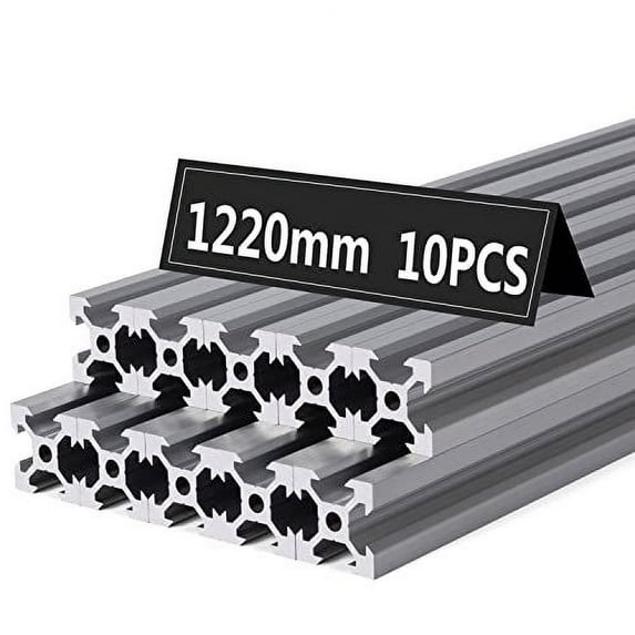 1220mm V Type 2020 Aluminum Extrusion Profile European Standard Anodized Linear Rail Guide (10PCS 1220mm (48inch), Silver)