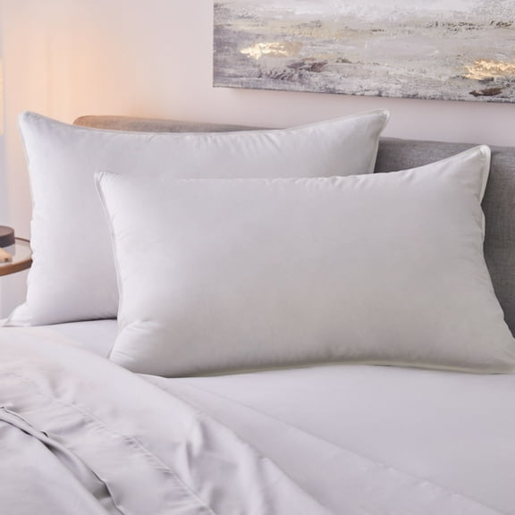 1221 Bedding Sateen White Goose Down Pillow Medium Standard