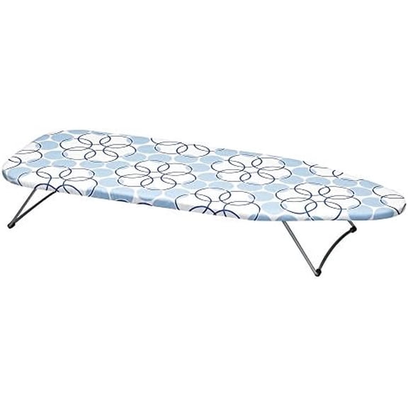 122101 Small Tabletop Ironing Board with Folding Legs - Magic Rings Cover and Pad,Blue Rings