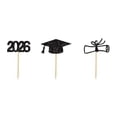 thumbnail image 1 of 1224pcs Graduation Cupcake Toppers Class Of 2026 Cake Picks, Glitter Graduation Theme Food Appetizer Picks, Congrats Grad Cap Topper Toothpick Stick, 1 of 6