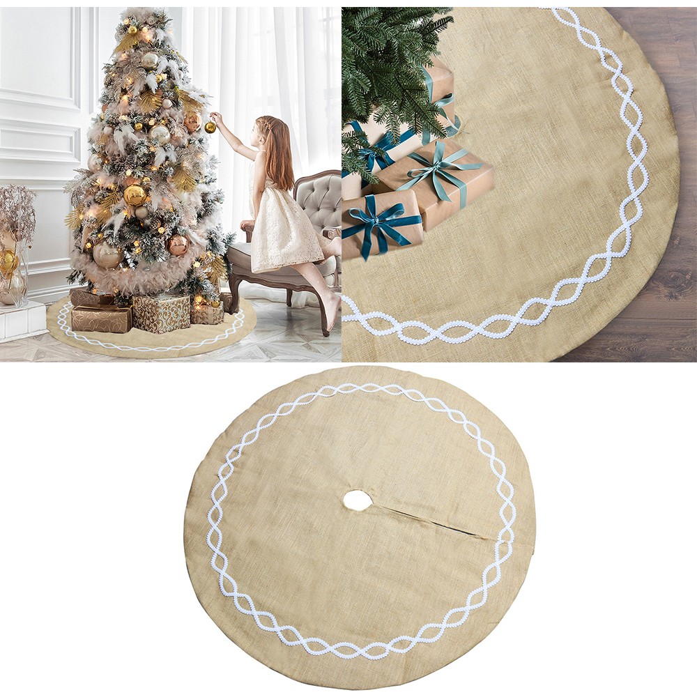 122cm Round Christmas Tree Skirt Xmas Party Home Floor Decoration