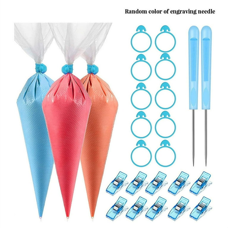 122pcs Cookie Decorating Tools Includes 100pcs Piping Pastry Bags, 10pcs  Pastry Bag Ties, 10pcs Piping Bag Clips and 2pcs Plastic Awls, Baking Tool  for Cake Cupcake Decoration - by Viemira 