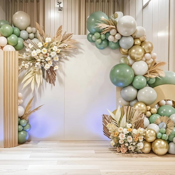 122pcs Sage Green Balloon Garland Arch Kit for Baby Birthday, Wedding, Tropical Party Graduation or Jungle Safari Theme Backdrop Party Decoration