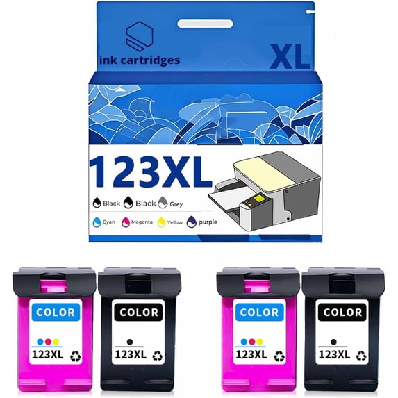123 123XL F6V19AE F6V18AE Ink Cartridges Compatible for 1110 1111 1112 2130 2132 2134 3830 3831 3832 3834 Printers, Leak-Proof Design Crisp Printing, Home & Office Use