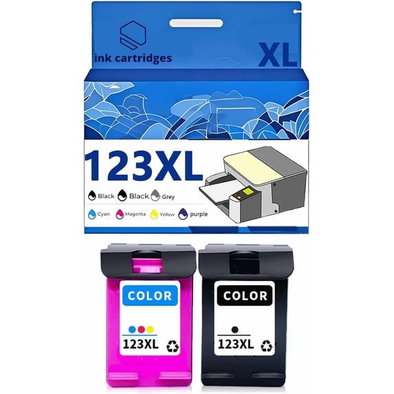 123 123XL F6V19AE F6V18AE Ink Cartridges Compatible for 1110 1111 1112 2130 2132 2134 3830 3831 3832 3834 Printers, Leak-Proof Design Crisp Printing, Home & Office Use