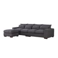 thumbnail image 1 of 123.24'' Fabric Square Arm Modular Reversible Sectional Sofa & Ottoman-Dark Gray, 1 of 9