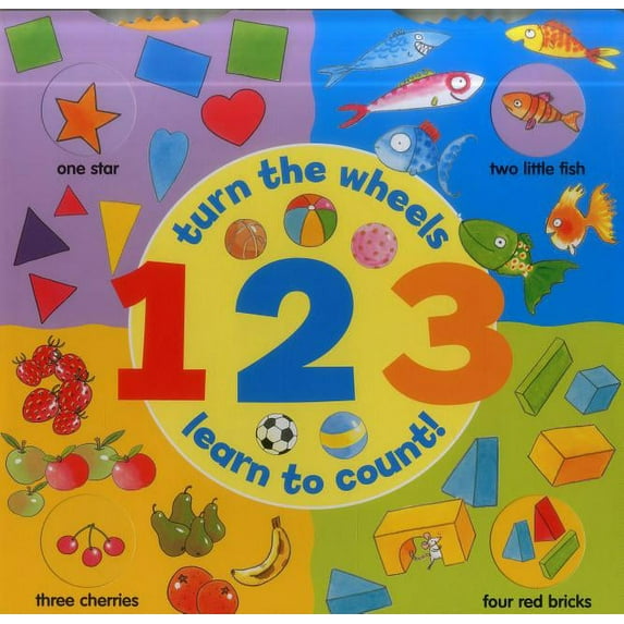 123 (A Wheel Book) : Turn the wheels, learn to count! (Board book)