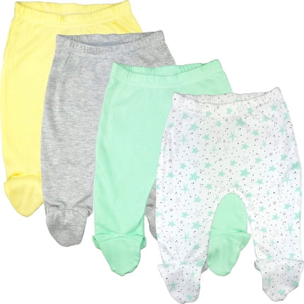 123 Bear Baby 100% Cotton Infant Pants with Footies 100% Cotton Unisex Boys Girls Multipacks