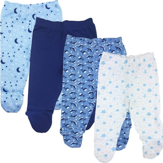 123 Bear Baby 100% Cotton Infant Pants with Footies 100% Cotton Unisex Boys Girls Multipacks