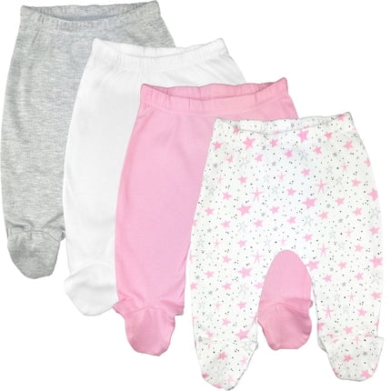 123 Bear Baby 100% Cotton Infant Pants with Footies 100% Cotton Unisex Boys Girls Multipacks