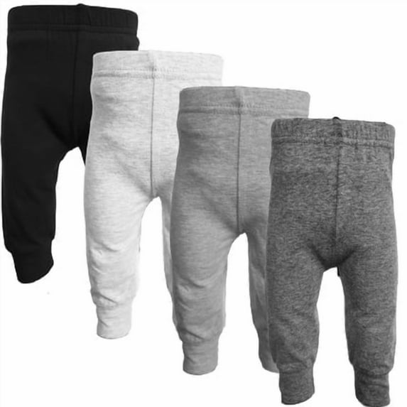 123 Bear Cotton Spandex Infant and Toddler Pants, 4 Pack