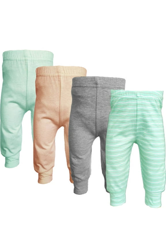 Cotton Spandex Infant and Toddler Pants, 4 Pack