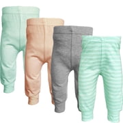 123 Bear Baby & Toddler Cuffed Ankle Pants, Cotton Spandex Leggings, Mint 4-Pack, 2T