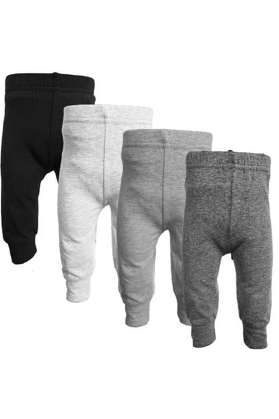 Cotton Spandex Infant and Toddler Pants, 4 Pack