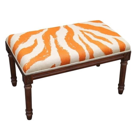 123 Creations BC009XXOR Orange Zebra Stripe Upholstered Wooden Bench, Wood Stain