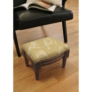 HOUCHICS Small Footstool Ottoman, Velvet Wooden Foot Stool Ottoman