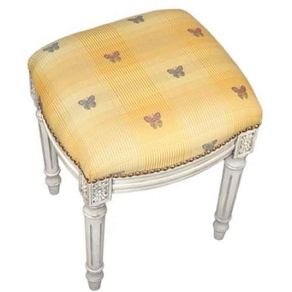 123 Creations C695WFS Butterfly-Yellow Fabric Upholstered Stool