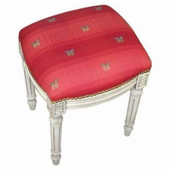 123 Creations C696WFS Butterfly-Red Fabric Upholstered Stool