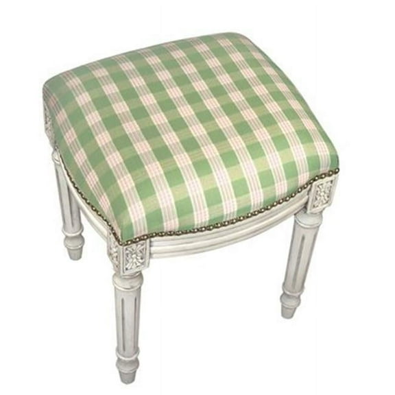 123 Creations C699WFS Plaid-Green Fabric Upholstered Stool