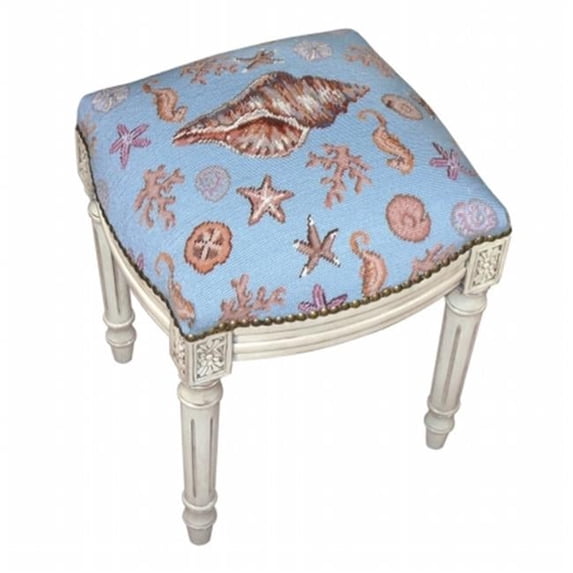 123 Creations C701WFS Seashell Needlepoint Stool