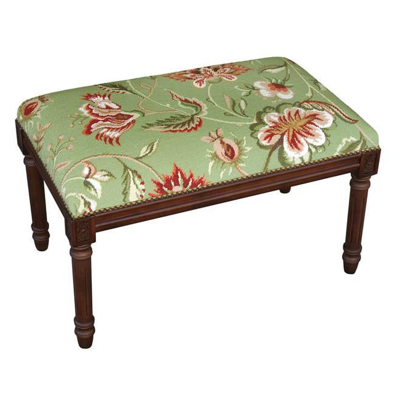 123 Creations C909GBC Green Jacobean Floral Needlepoint Upholstered ...