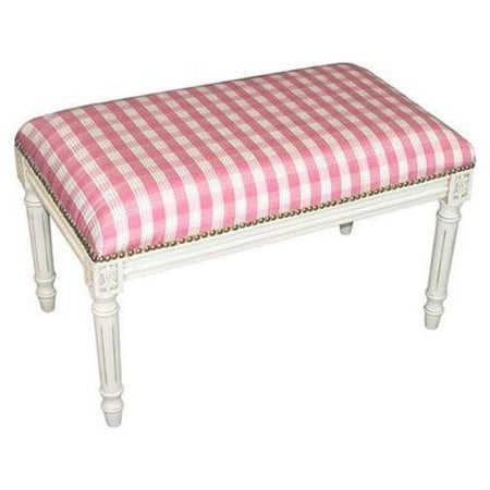 123 Creations Fabric Upholstered Bench - Pink and White