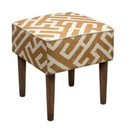 123 Creations Lattice Foam, Wood, Linen Upholstered Modern-style Stool Coral