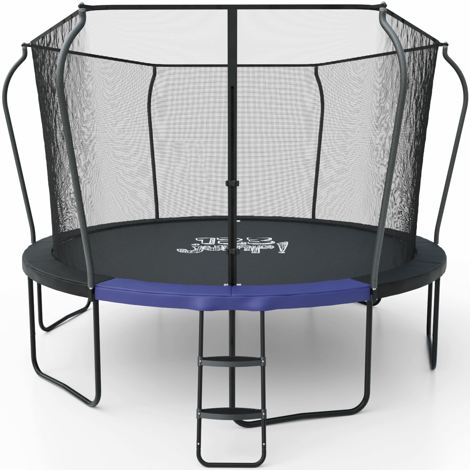 14ft Round Black Alloy Steel Trampoline with Enclosure and Ladder