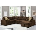 thumbnail image 1 of 123" Oversized  Module Sectional Sofa, Modern Multi-Function Upholstered Sofa Couch with 4 Throw Pillows, U-Shaped Sectional Couches for Living Room, Apartment, Chocolate, 1 of 9